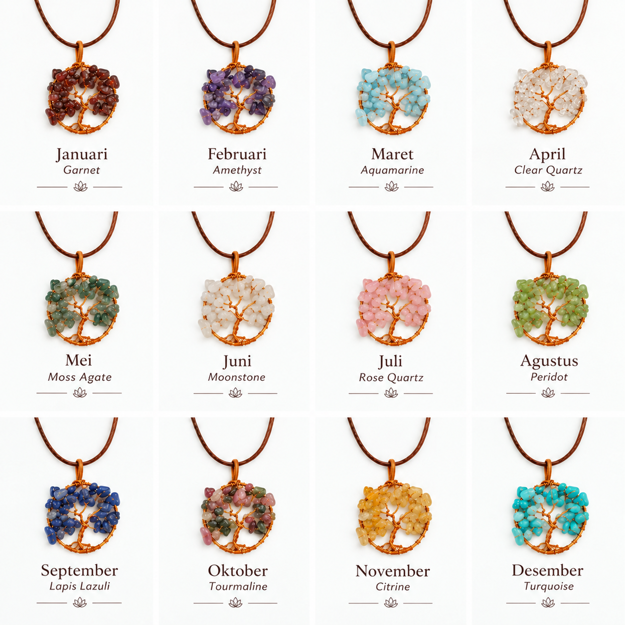 Milayanti Tree of Life Birthstone Necklace