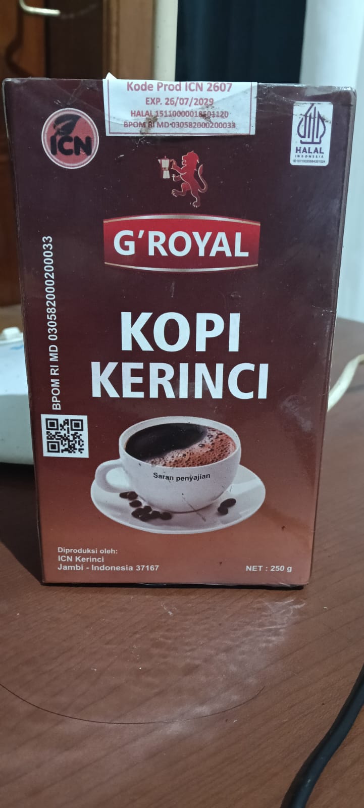 KOPI G 'ROYAL KERINCI KOTAK 250 G