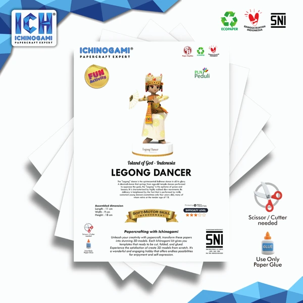 Legong Dancer (Bali), Papercraft Ichinogami (DIY) isi 1 pcs Budaya Penari Bali, tinggi 18 cm