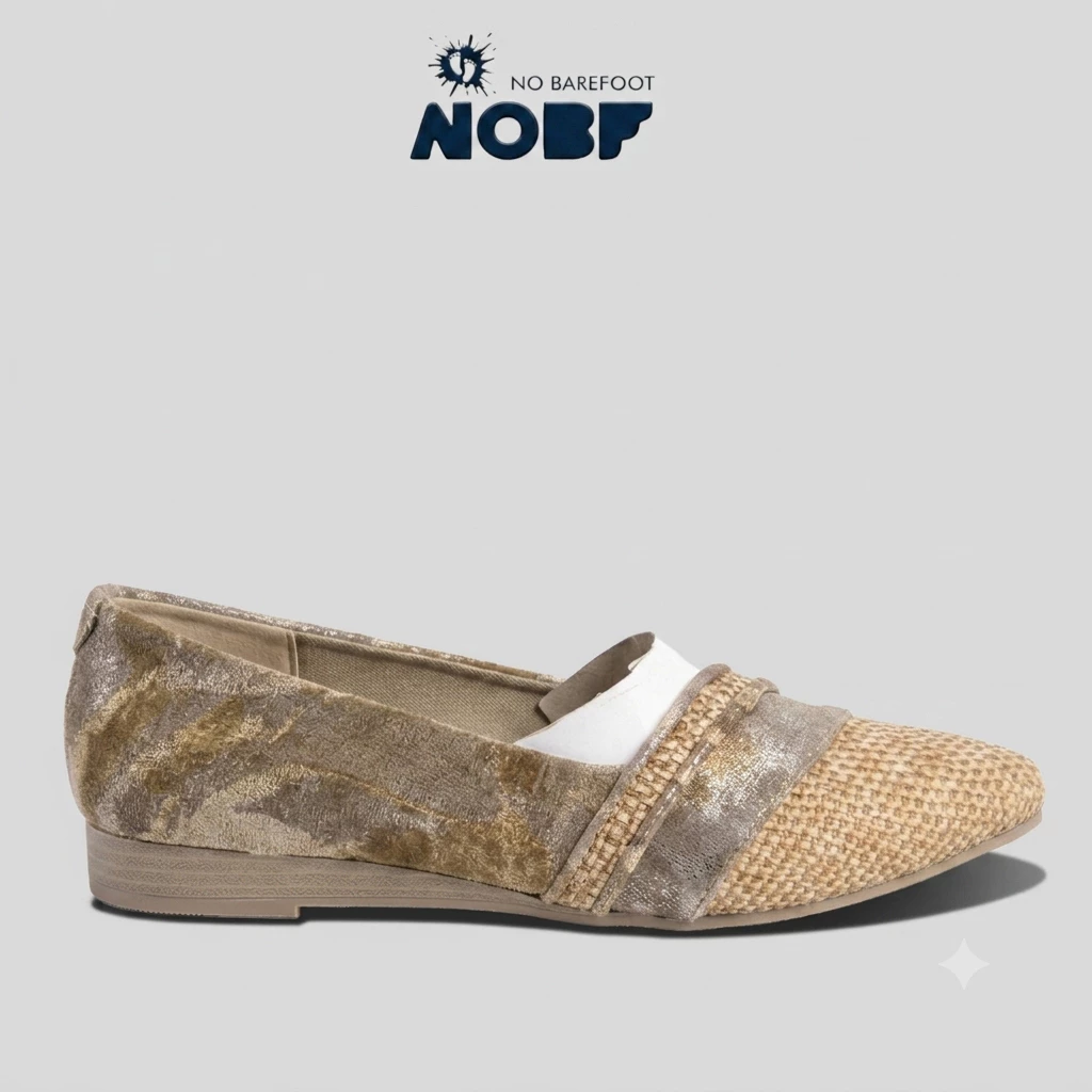 Sepatu Flat Wanita Motif Daun Alami Handmade – Natural Dye (Ecoprint)