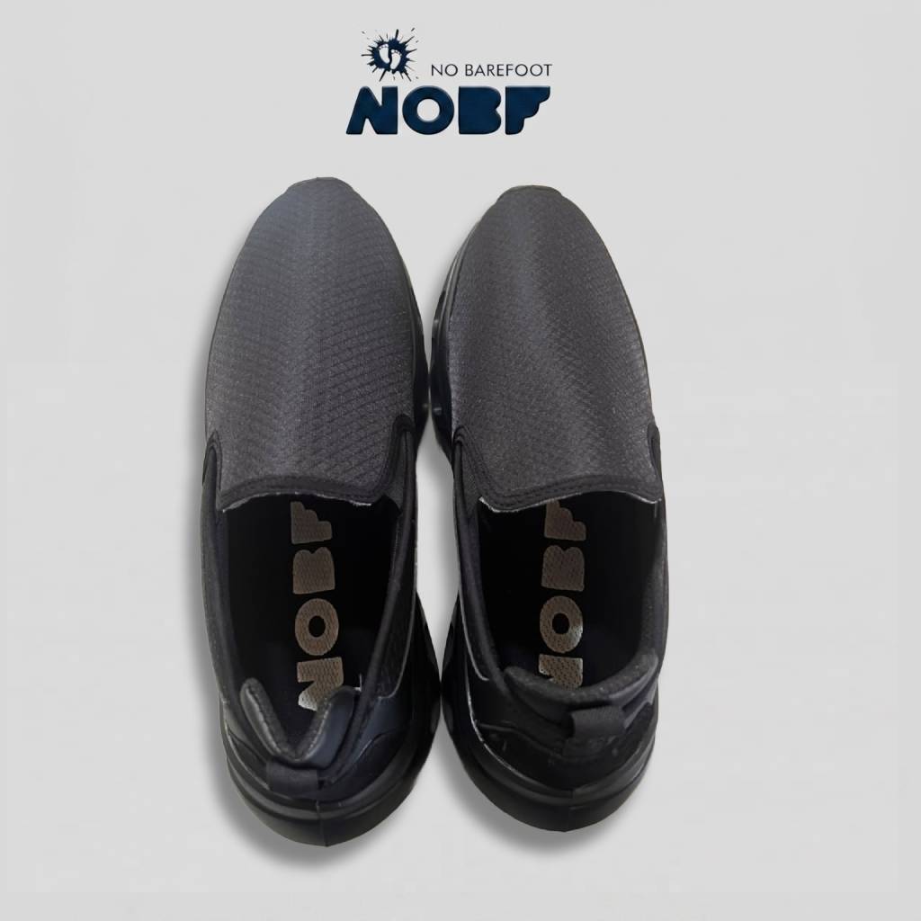 NOBF Sepatu Slip On Unisex Sneakers Casual Hitam Ringan Nyaman Tanpa Tali