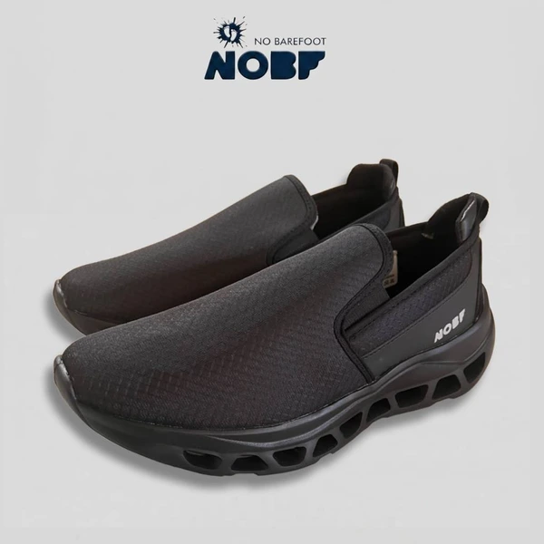 NOBF Sepatu Slip On Unisex Sneakers Casual Hitam Ringan Nyaman Tanpa Tali