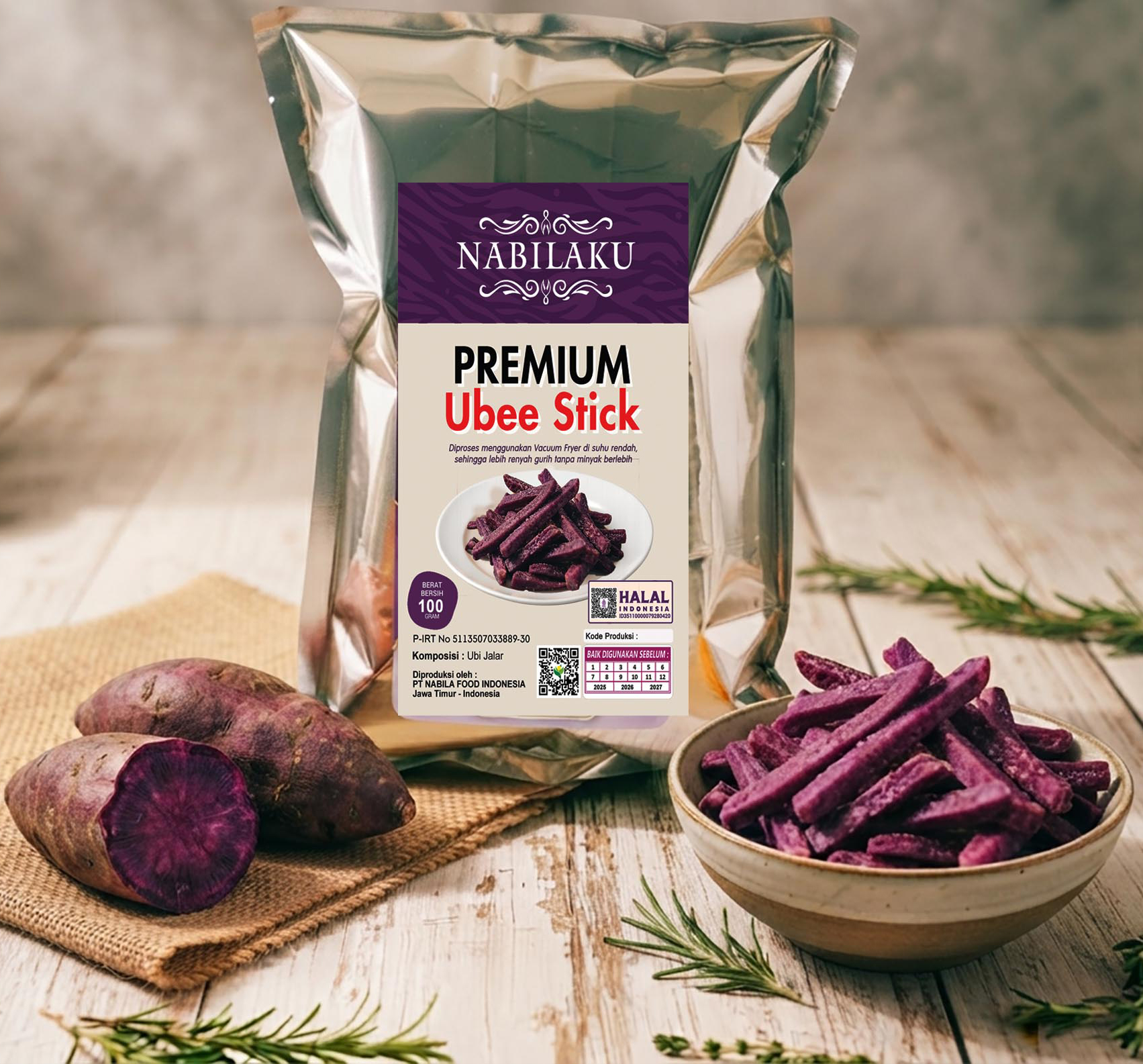 Premium Purple Ubee Stick 100g – Renyah, Gurih & Rendah Minyak