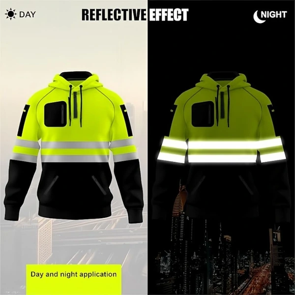 OTRAHUM Jaket Jamper Sweater Tactical Sweatshirt Hoodie Safety Hivis Baju Kerja Lapangan Engineer Multifungsi Waterproof Windproof Bahan Bonding Softshell 3layers High Visibility
