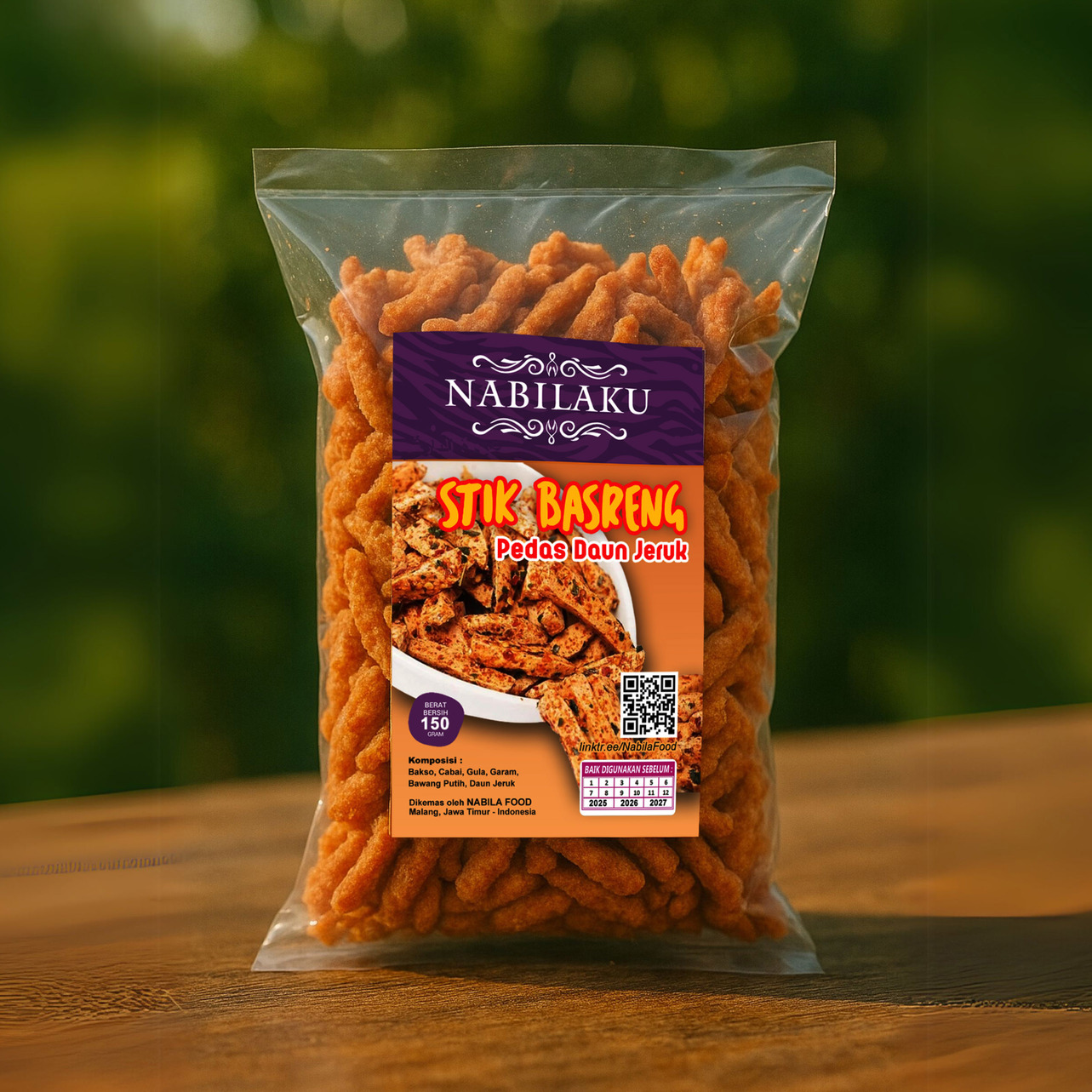 Stik Basreng Pedas Daun Jeruk 150g – Camilan Kriuk, Gurih, Renyah NABILAKU