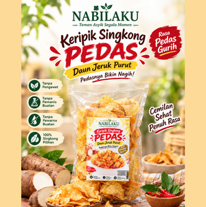 Keripik Singkong Pedas Daun Jeruk Purut 150g – Renyah, Gurih, Pedas & Bikin Nagih | Nabila Food
