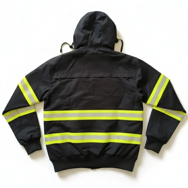 OTRAHUM Black Edition Jaket Bomber Safety Hi-Vis High Visibility Reflectif Scothlite Hifiz Bahan Taslan Waterproof Windproof untuk Tambang Mining Engineer Teknisi Tentara Security Tactical Steward Patwal Riding
