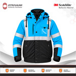 OTRAHUM Jaket Bomber Safety Hi-Vis High Visibility Jacket ANSI Reflective Scothlite Hifiz Bahan Taslan Waterproof untuk Tambang Mining Engineer Security Steward Patwal Hiking Geo Mapping