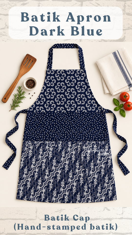Celemek Memasak Batik Cap (Biru Dongker)