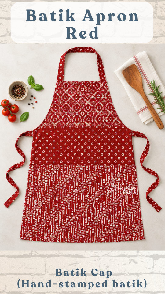 Celemek Memasak Batik Cap (Merah)