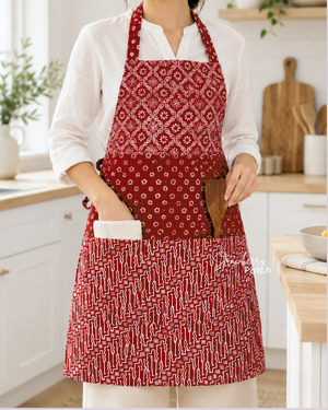 Celemek Memasak Batik Cap (Merah)