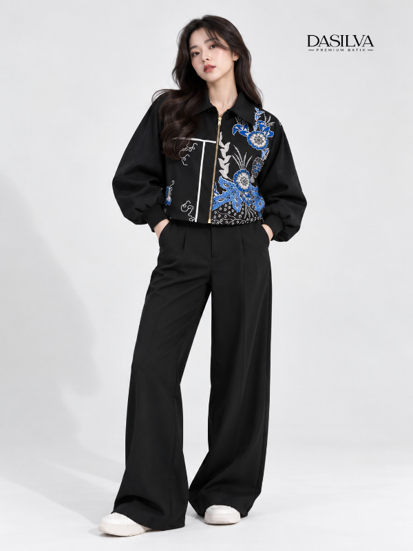 Dasilva Batik Jaket Crop Boxy Wanita Lengan Balon