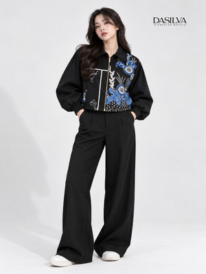 Dasilva Batik Jaket Crop Boxy Wanita Lengan Balon