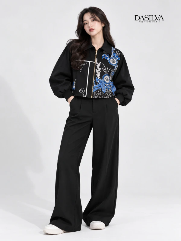 Dasilva Batik Jaket Crop Boxy Wanita Lengan Balon
