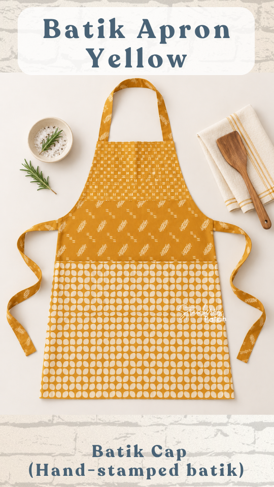 Celemek Memasak Batik Cap (Kuning)