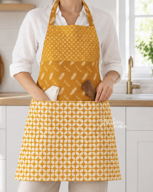 Celemek Memasak Batik Cap (Kuning)