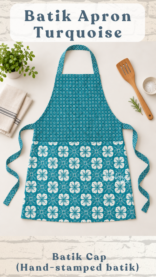 Celemek Memasak Batik Cap (Toska/Turquoise)