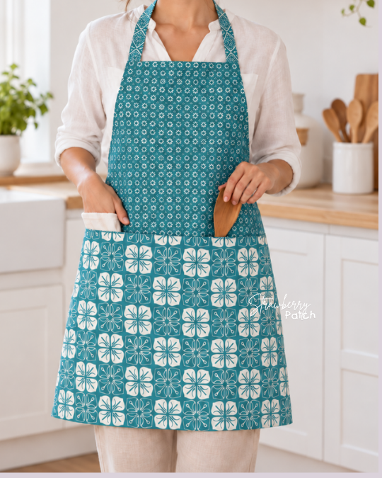 Celemek Memasak Batik Cap (Toska/Turquoise)