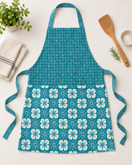 Celemek Memasak Batik Cap (Toska/Turquoise)