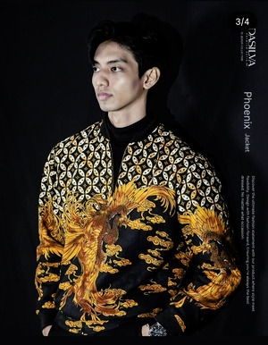 Jaket Bomber Batik Unisex Motif Burung Phoenix