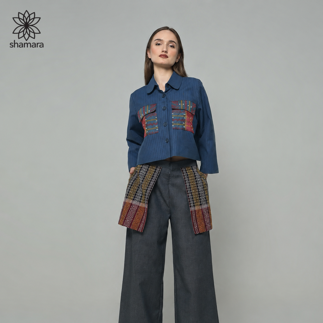 Shamara Kemeja Linen Kantong Tenun