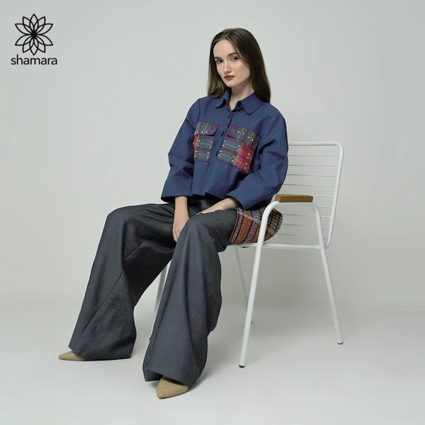 Shamara Kemeja Linen Kantong Tenun