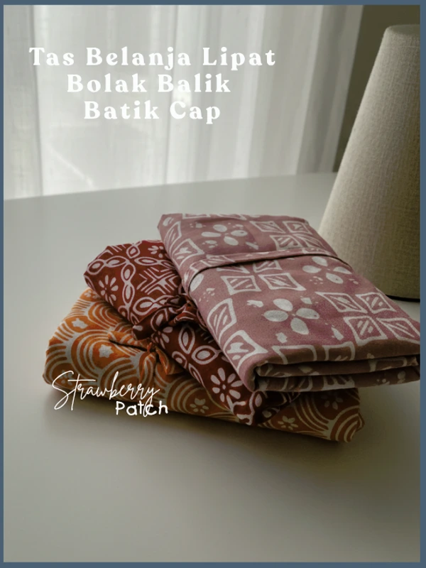 Tas Belanja Lipat Bolak Balik Batik Cap warna Merah