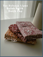 Tas Belanja Lipat Bolak Balik Batik Cap warna Dusty Pink