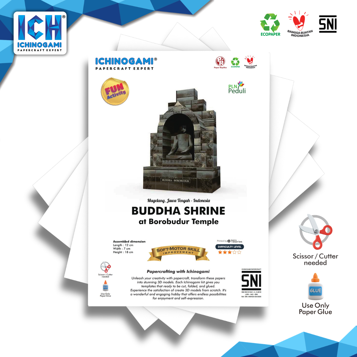 Borobudur Shrine, Papercraft Ichinogami (DIY)  -- (Beli min 3, disc 50% Limited time)