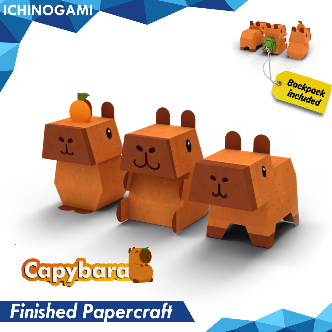 CapyBara isi 3 pcs, sistem Die Cut (Terpotong) Papercraft Ichinogami (DIY) -- (Beli min 3, disc 50% Limited time)