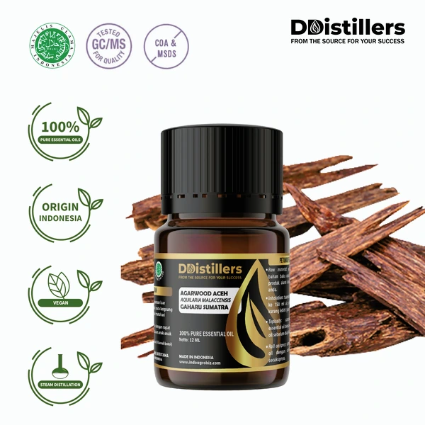 Agarwood Aceh / Gaharu Sumatra Essential Oil Pure 100%, 3-12ML GS