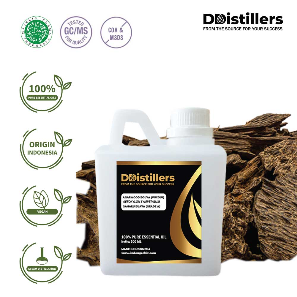 Agarwood Bouya Viscous / Gaharu Buaya Essential Oil Pure 100%, 500ML-1L HDPE/SS