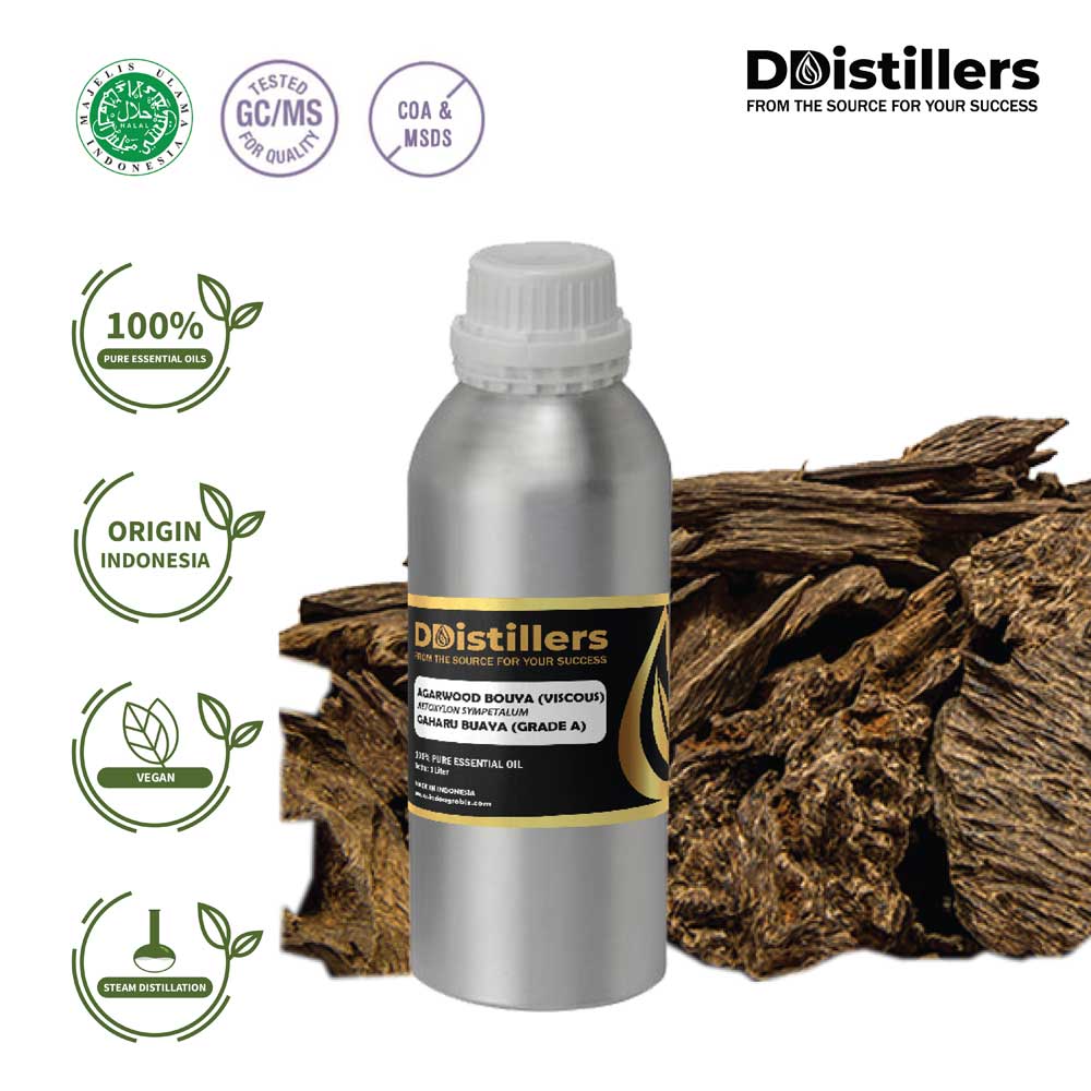 Agarwood Bouya Viscous / Gaharu Buaya Essential Oil Pure 100%, 500ML-1L HDPE/SS
