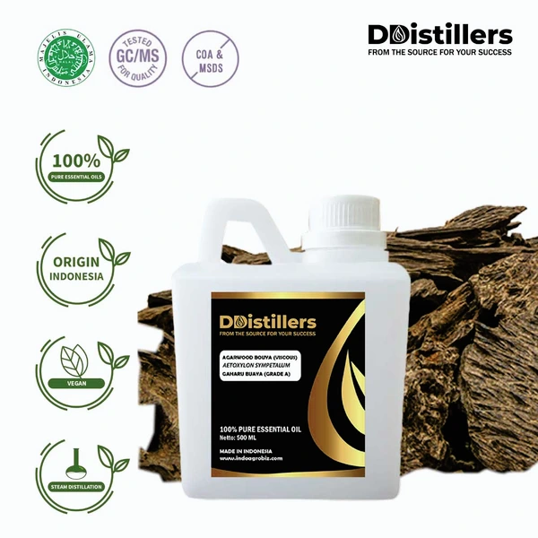 Agarwood Bouya Viscous / Gaharu Buaya Essential Oil Pure 100%, 500ML-1L HDPE/SS