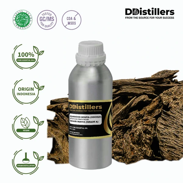 Agarwood Bouya Viscous / Gaharu Buaya Essential Oil Pure 100%, 500ML-1L HDPE/SS