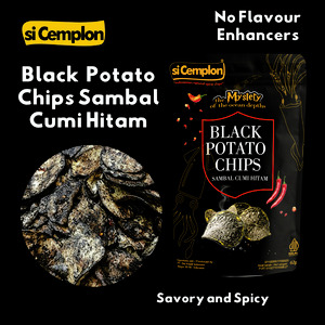si Cemplon Black Potato Chips Sambal Cumi Hitam No MSg 62g | Keripik Kentang Panggang
