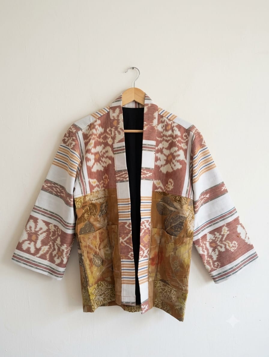 Outer Ecoprint Wanita Kombinasi Tenun Troso Premium Katun Doby XL