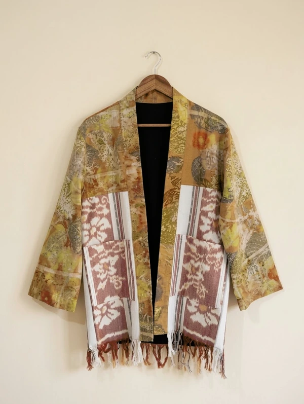 Cardigan Ecoprint Etnik Kombinasi Tenun Ikat Troso Size XL XXL Premium