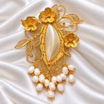 Bros Sekar Arum/ Bros Mutiara Air Tawar Gold Plated Handmade