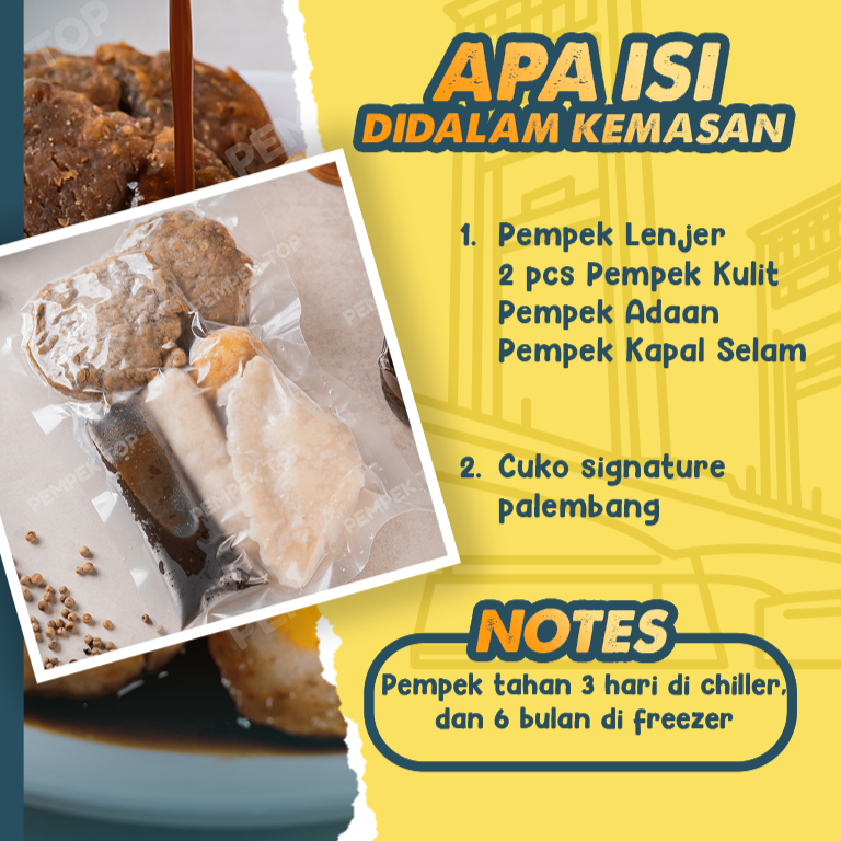 Pempek Campur Palembang Asli | Kulit Lenjer Kapal Selam Adaan + Cuko | Frozen Food Oleh Oleh Siap Masak Tinggal Goreng