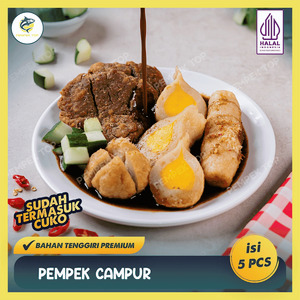 Pempek Campur Palembang Asli | Kulit Lenjer Kapal Selam Adaan + Cuko | Frozen Food Oleh Oleh Siap Masak Tinggal Goreng