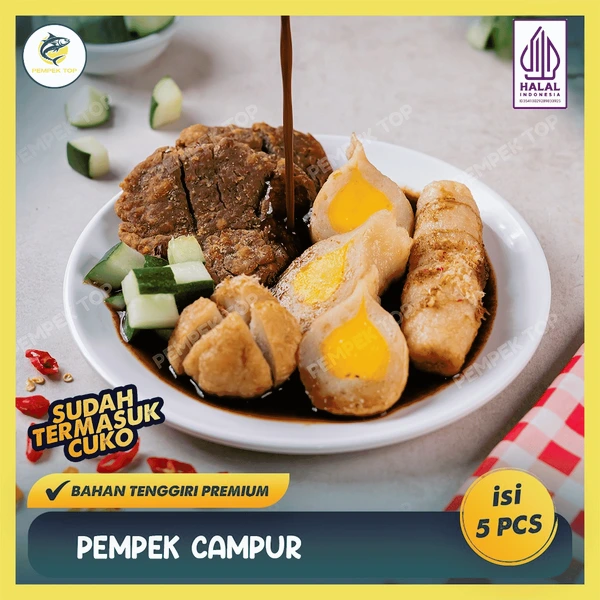 Pempek Campur Palembang Asli | Kulit Lenjer Kapal Selam Adaan + Cuko | Frozen Food Oleh Oleh Siap Masak Tinggal Goreng