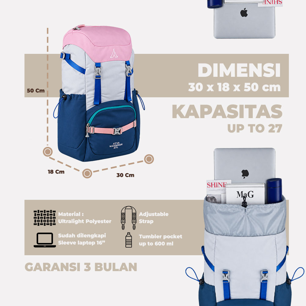 ATVA Tas Backpack Wanita Semi Carrier Peak XL Series