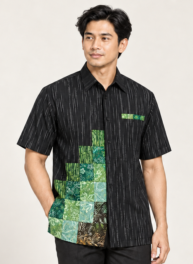 Kemeja Undak Rimba | Patchwork & Tenun Lurik by Etiesta