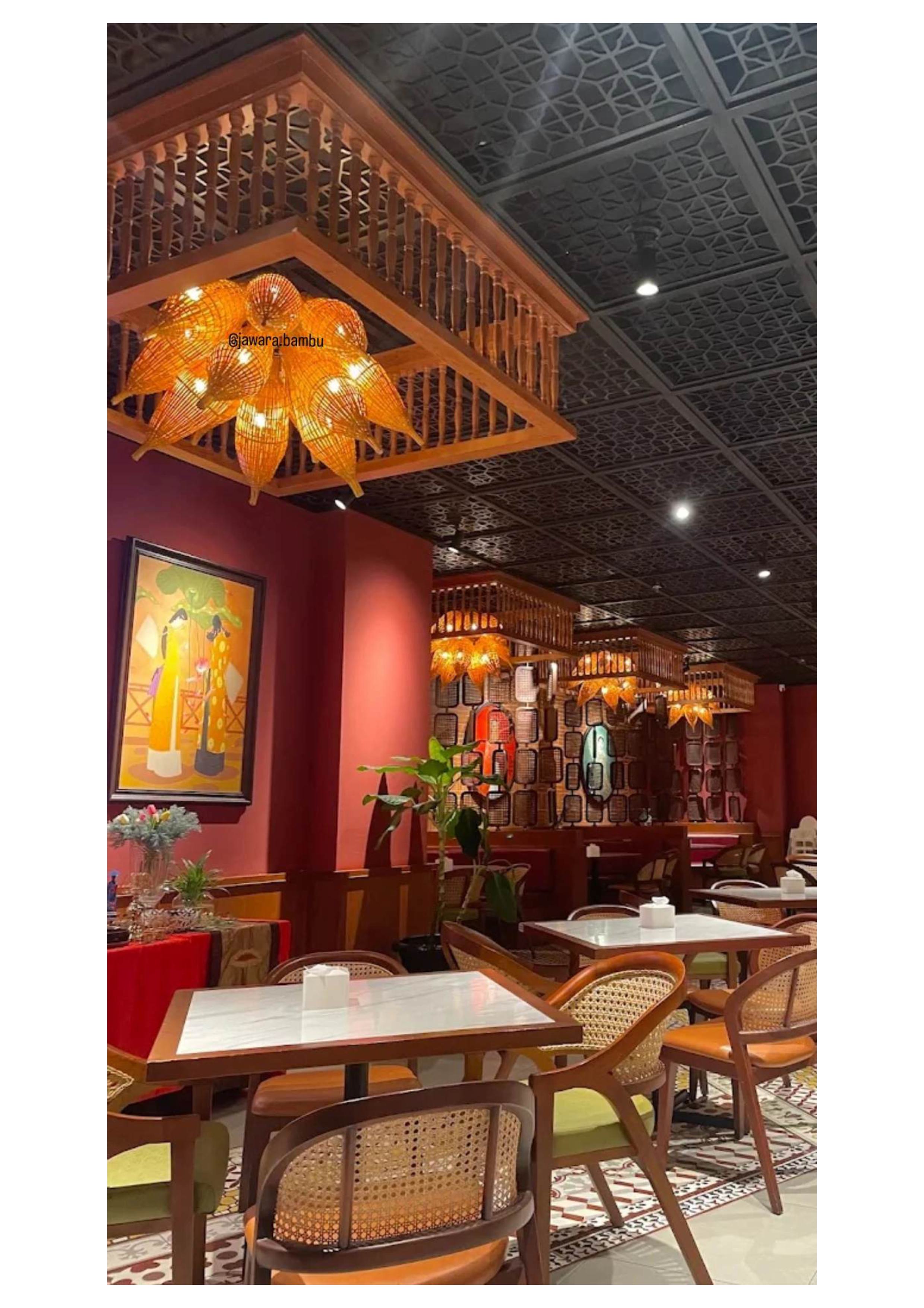 Kap Lampu Bambu Jantung