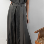 Sae. Hayes Pants Dark Grey Stripes - Celana Wide Leg Wanita High Waist- Celana Kerja Smart Casual S/M L/XL