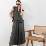 Sae. Hayes Pants Dark Grey Stripes - Celana Wide Leg Wanita High Waist- Celana Kerja Smart Casual S/M L/XL