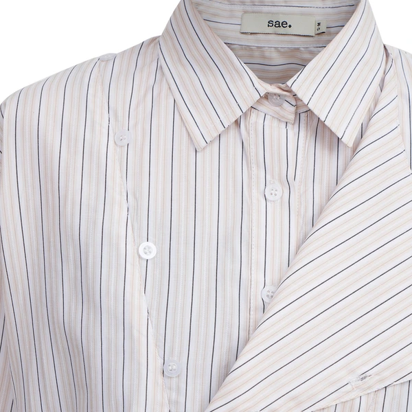 Sae. Marlow Shirt Stripes Wanita Premium - Kemeja Kerja Wanita Modern - Office Look Smart Casual SM-LXL