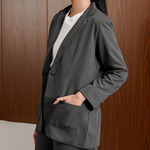 Sae. Piper Blazer Dark Charcoal Grey Pinstripe - Blazer Oversized Wanita - Workwear Smart Casual S/M - L/XL