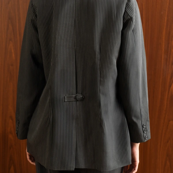 Sae. Piper Blazer Dark Charcoal Grey Pinstripe - Blazer Oversized Wanita - Workwear Smart Casual S/M - L/XL